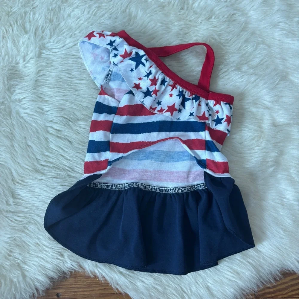 Patriotic One-Shoulder Ruffle Pet Dress